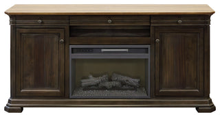 68" Fireplace Console Entertainment, Brown