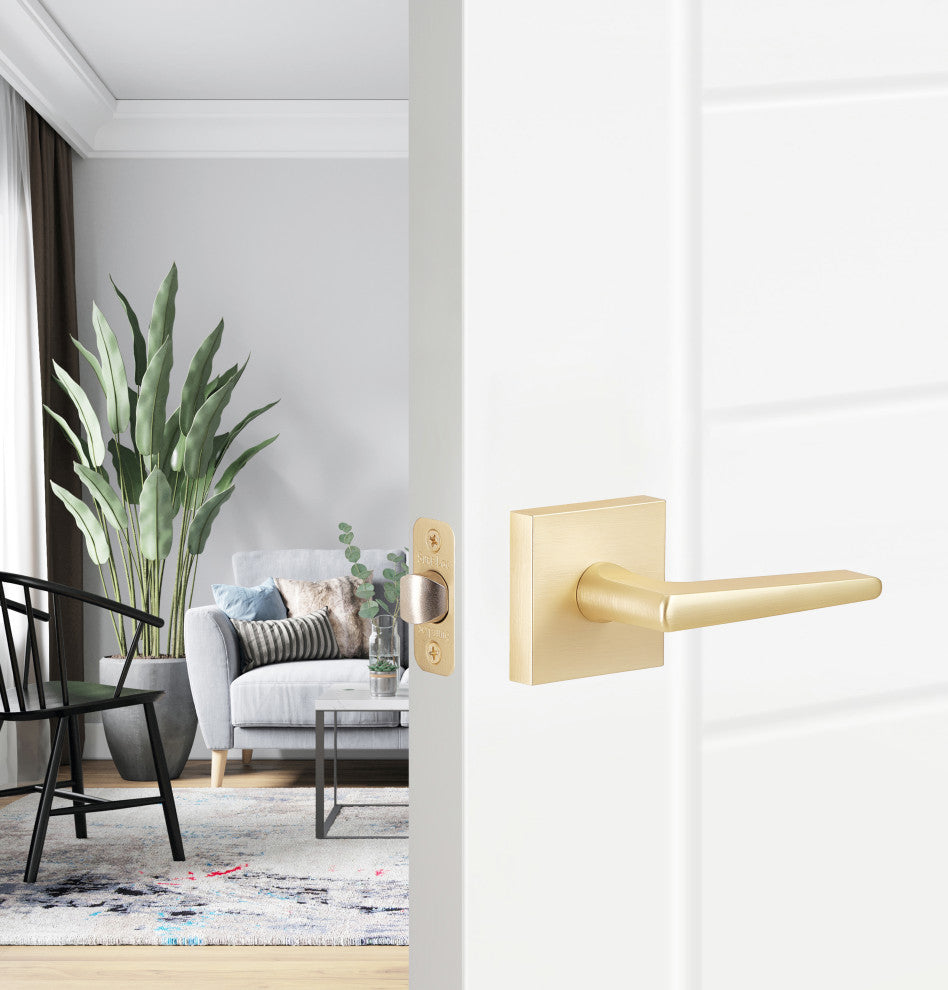 Modern Series Basel Passage Lever, Satin Brass
