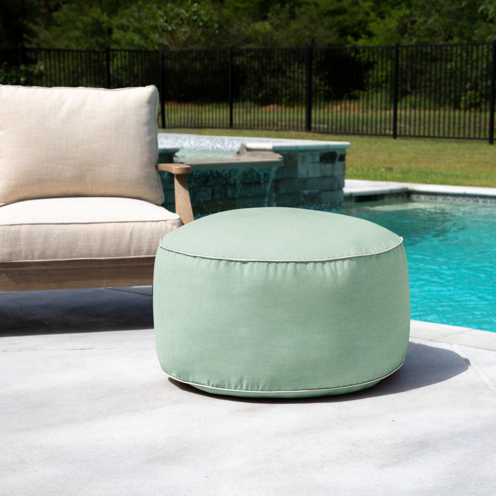 Mozaic Home Canvas Spa Indoor/Outdoor Round Bean Pouf 30x30x15"