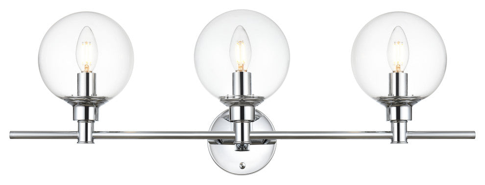 3 Light Chrome And Clear Bath Sconce