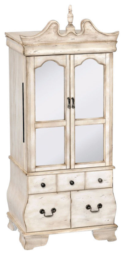 Commodious Jewelry Armoire, Antique White