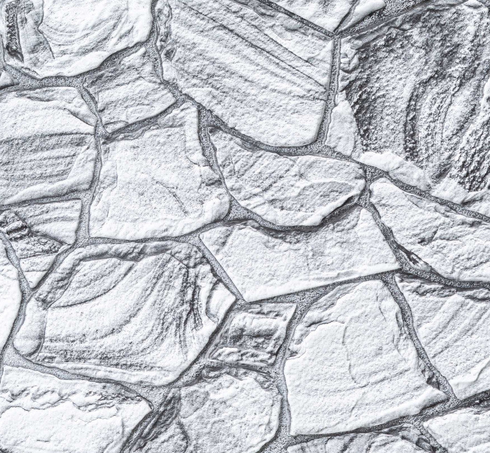 Faux Stone PVC 3D Wall Panels, White Charcoal, Sample, 9x9"