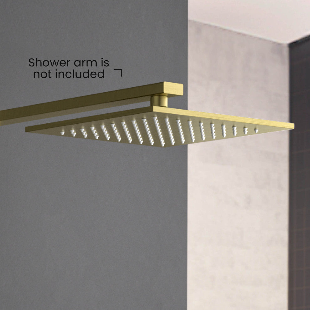 Cube 10" Metal Thin Profile Rain Shower Head 1.75 GPM, Brushed Gold