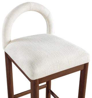 Conrad Upholstered Bar and Counter Stool, Cream, Linen Textured Fabric, Brown
