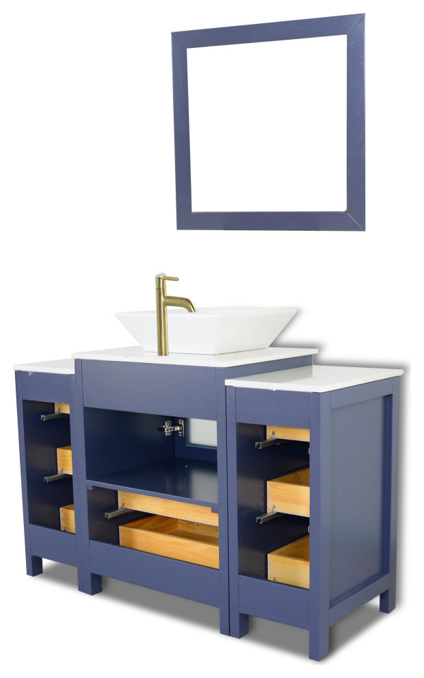 Vanity Art Bathroom Vanity Set With Sink, Blue, 48", Standard Mirror