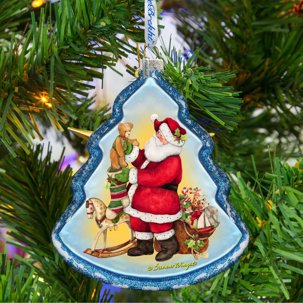 Santa Workshop Glass Ornament