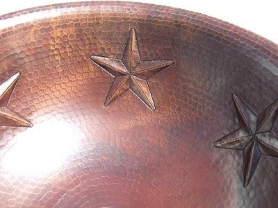 Hammered Round Stars Bathroom Copper Sink