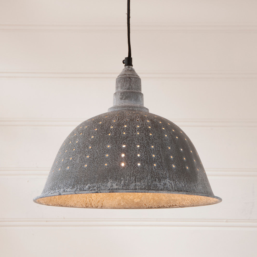 Colander Pendant Light, Weathered Zinc