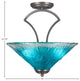 Zilo Semi Flush With 3 Bulbs, Graphite Finish With 16" Teal Crystal Glass