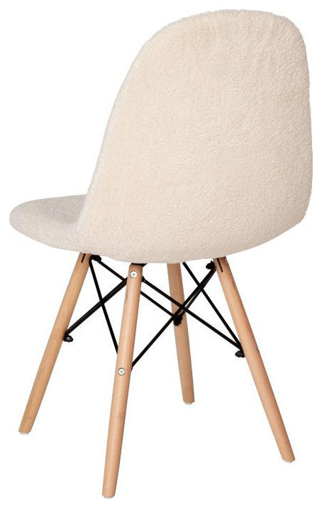 Zula Modern Padded Armless Faux Sherpa Accent Chair With Beechwood Legs, Off-Whi
