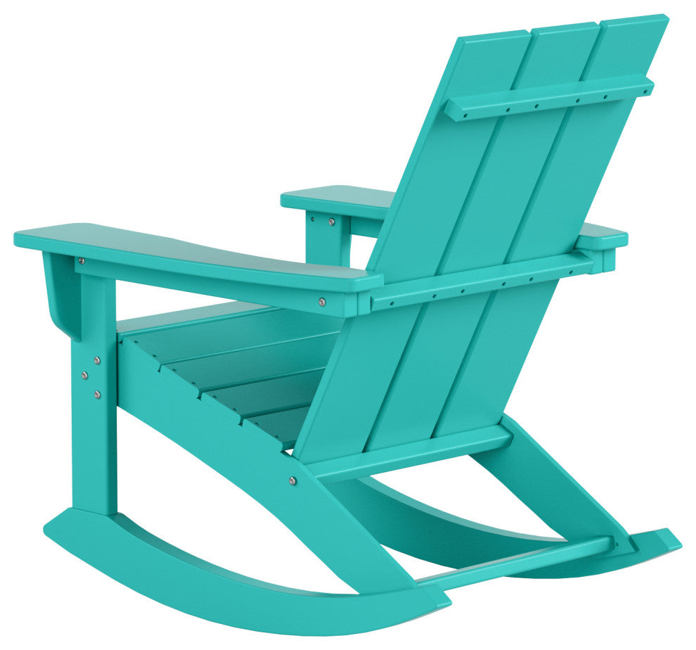 WestinTrends Set of 2 Modern Adirondack Outdoor Rocking Chairs, Turquoise