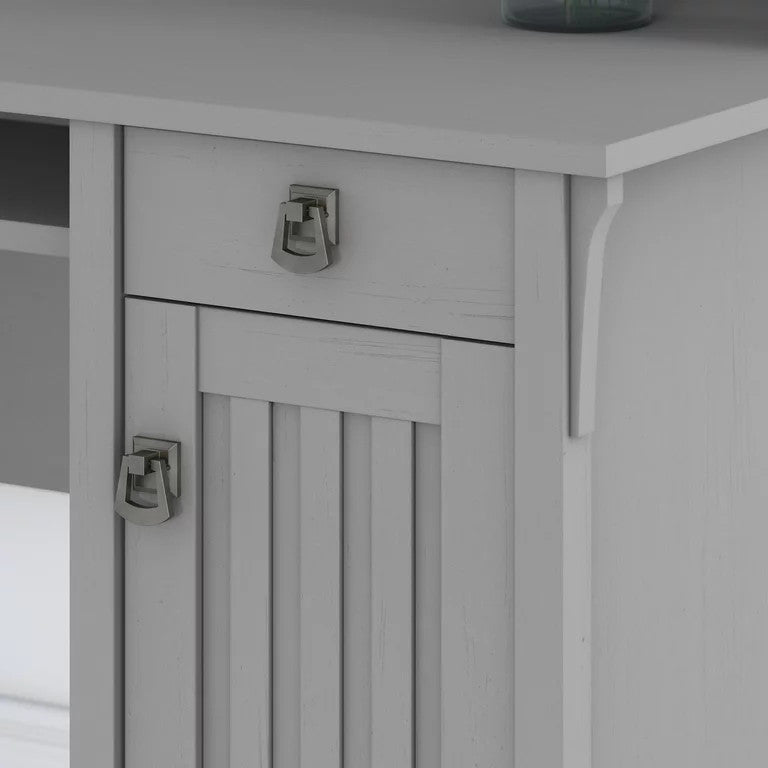 Classic Farmhouse Desk & Hutch, Cabinet & Multiple Compartments, Cape Cod Gray