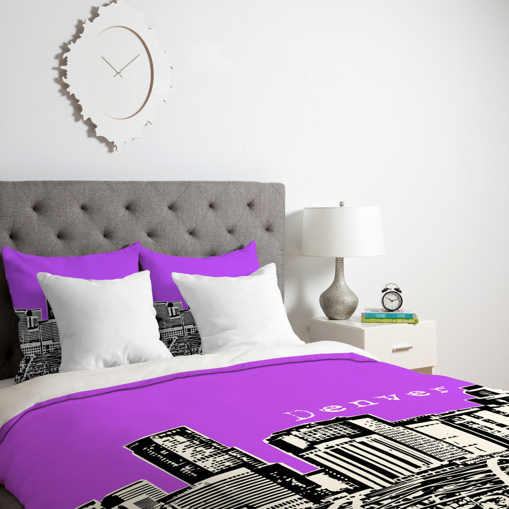 Deny Designs Bird Ave Denver Purple Duvet Cover - Lightweight