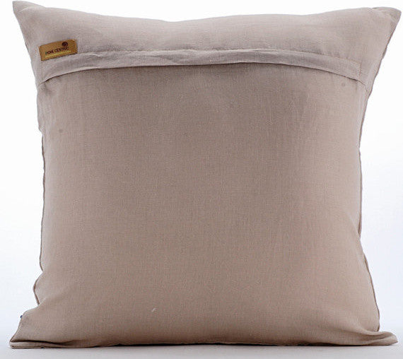 Beaded Sea Weeds Mocha Pillow Shams, Cotton Linen 24x24 Pillow Shams, Sea Shrub