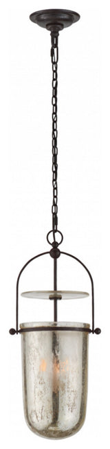 Lorford Smoke Bell Pendant, 3-Light, Aged Iron, Mercury Glass, 10"W