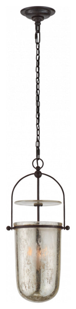 Lorford Smoke Bell Pendant, 3-Light, Aged Iron, Mercury Glass, 10"W