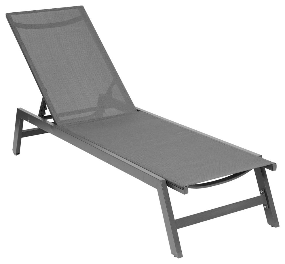 Outdoor Chaise Lounge Chair Set With Cushions, Set of 2, Blue White