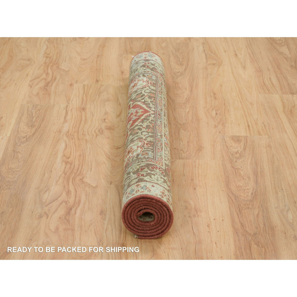 Rust Red Antiqued Tabriz Haji Jalili Design Hand Knotted All Wool Rug 4'2"x6'1"
