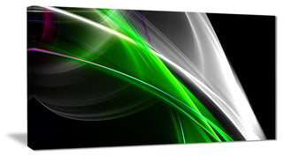 "Fractal Lines Green White" Abstract Digital Art Canvas Print