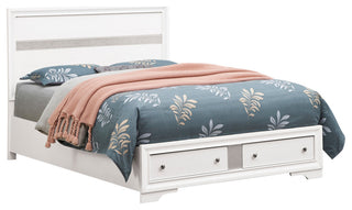 Madrid White Wood Frame Panel Bed, Queen