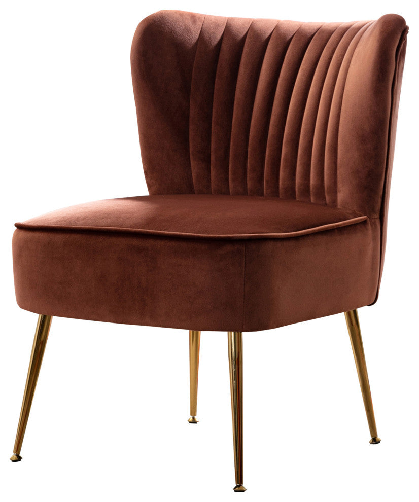 WestinTrends 22" Tufted Velvet Accent Chair for Dining, Living Room, Bedroom, Brown