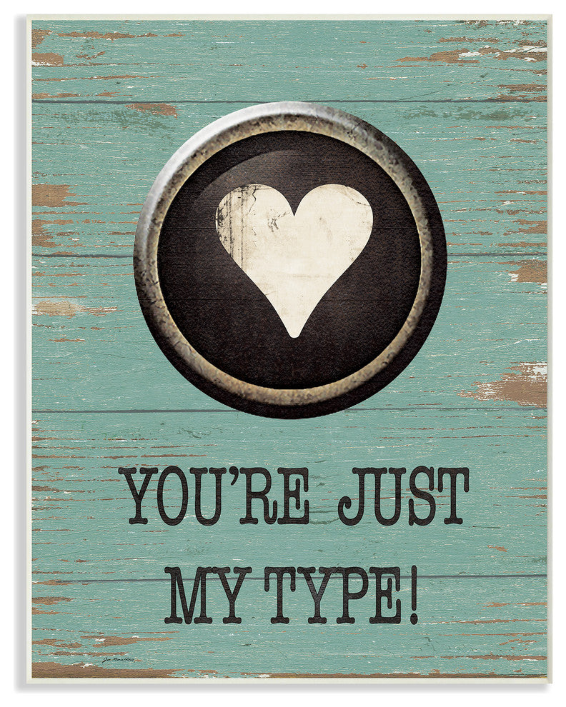 "Just My Type Typewriter Key Heart" 10x15, Wall Plaque Art
