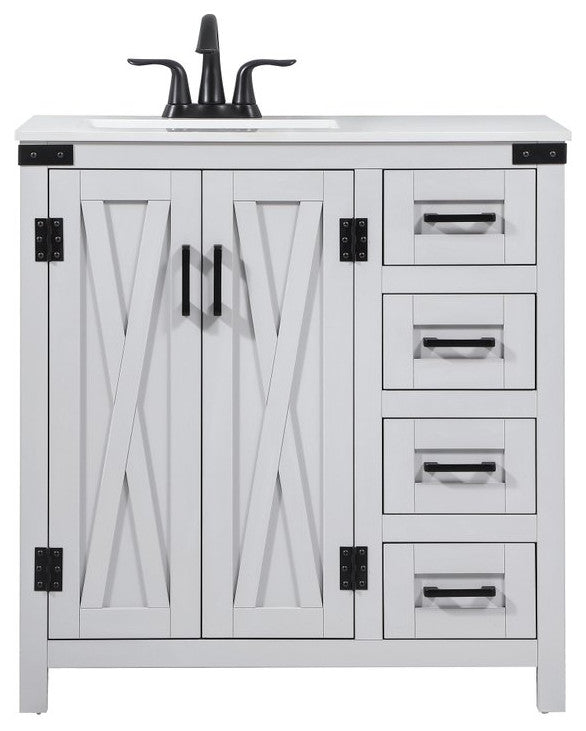 Home Living 19" Farmhouse Grey-Light Bathroom Vanity