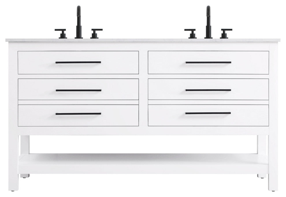 Home Living 60" Double Bathroom Vanity, White