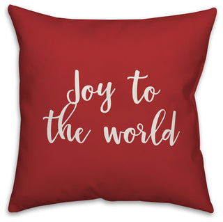 Joy To The World, Red 18x18 Throw Pillow