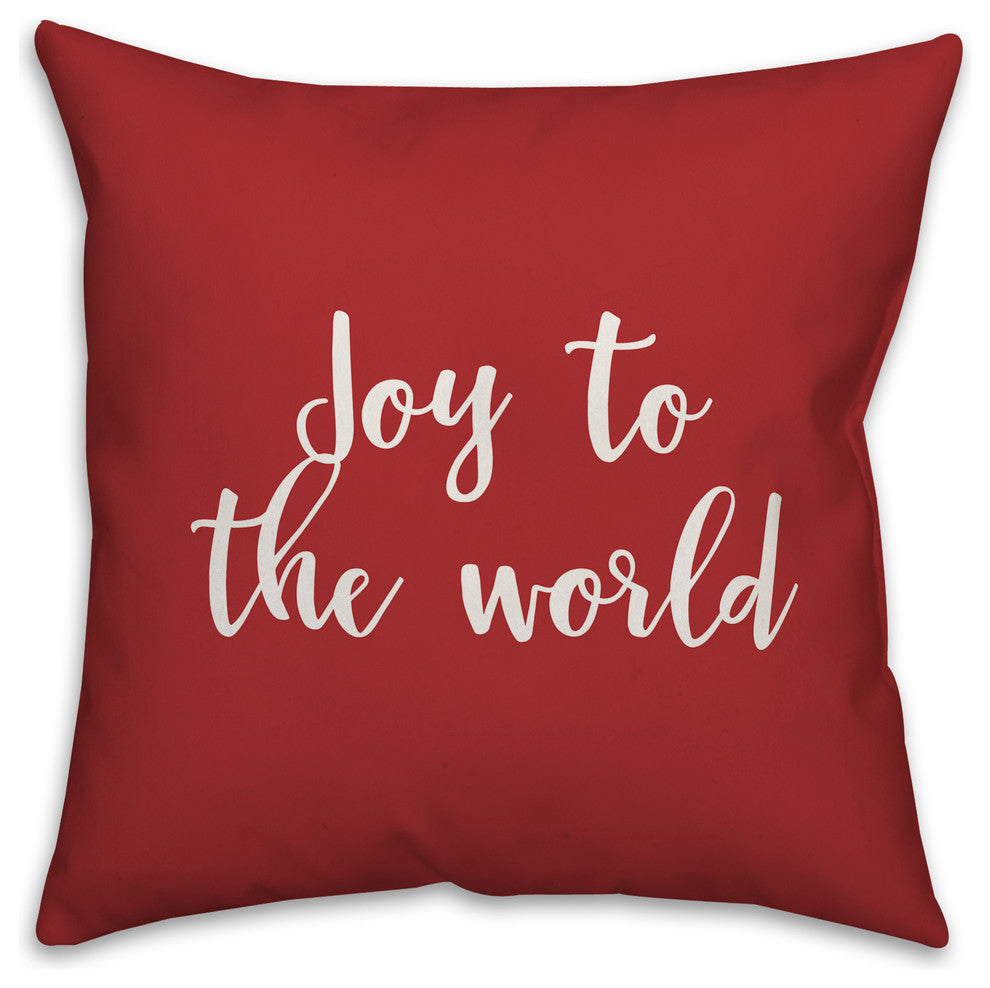 Joy To The World, Red 18x18 Throw Pillow