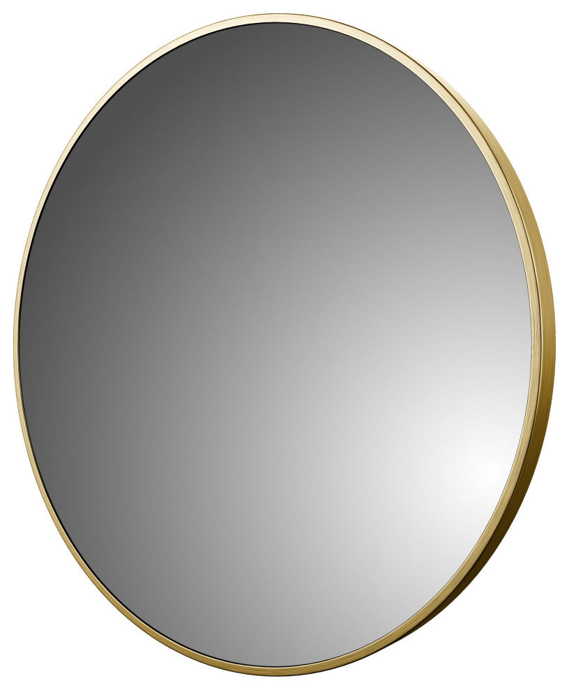 Round Framed Wall Mounted Bathroom Vanity Mirror, Brushed Gold;, 32" X 32"