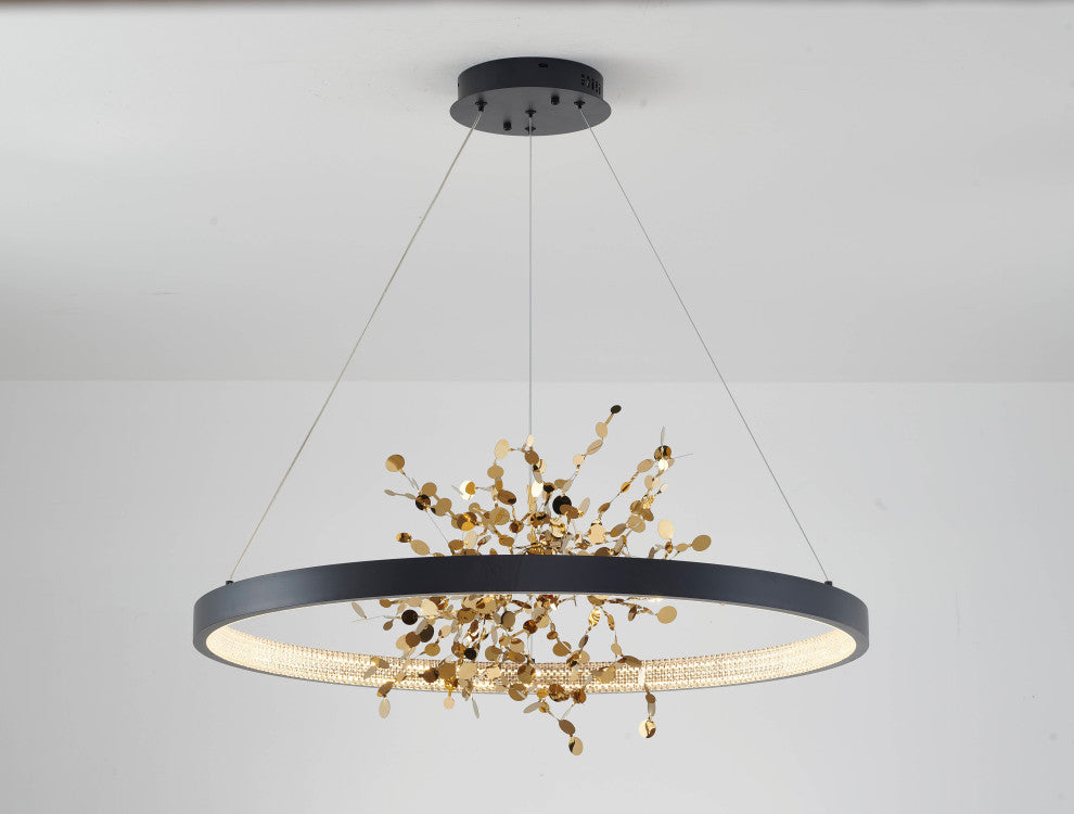 Sand Black Frame Chandelier with Gold Stainless Steel Confetti