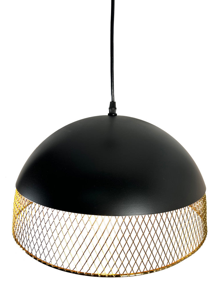 Izamal 1-Light Black & Brass Dome Pendant