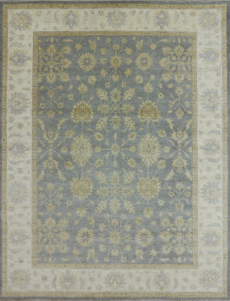 Blue Floral Chobi Peshawar Area Rug 9'x12', MC605