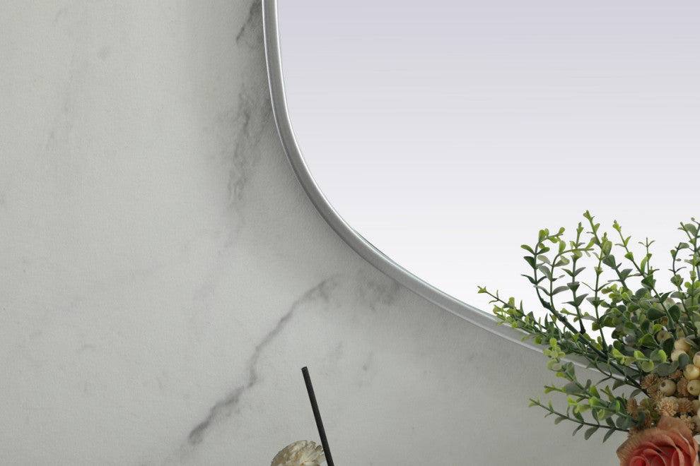 Home Living Metal Frame Oval Mirror 24x48 Inch, Silver