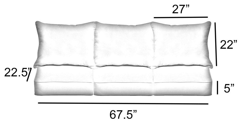 Sorra Home Pensacola Multi Deep Seating Pillow and Cushion Set 22.5x22.5x5