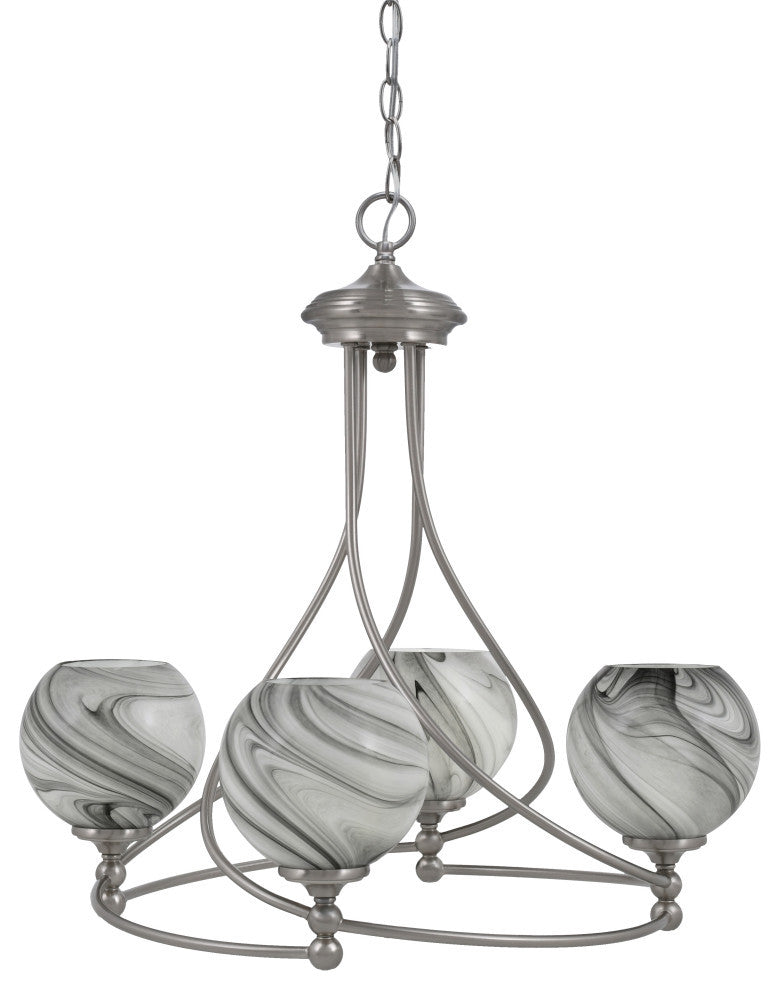 Capri 4-Light Chandelier, Brushed Nickel/Onyx Swirl