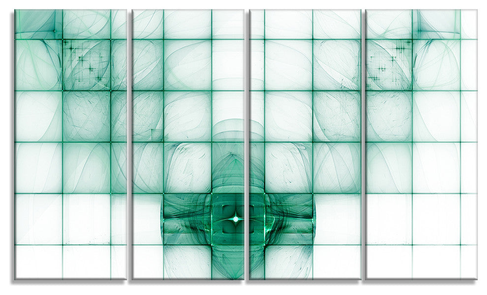 Light Blue Bat on Radar Screen, Abstract Canvas Art Print, 48"x28", 4 Panels