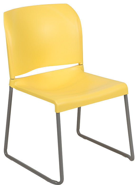 Hercules Series 880 Lb. Capacity Full Back Contoured Stack Chair-Sled Base, Yell