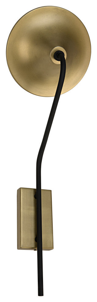 Messala Sconce, Black Metal and Brass Finish