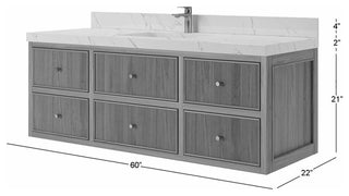 Sonoma Floating 60 Single Sink in Light Natural with 2" White Quartz