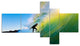 Surfer Beating Green Waves, Photography Canvas Art Print, 60"x32", 5 panels