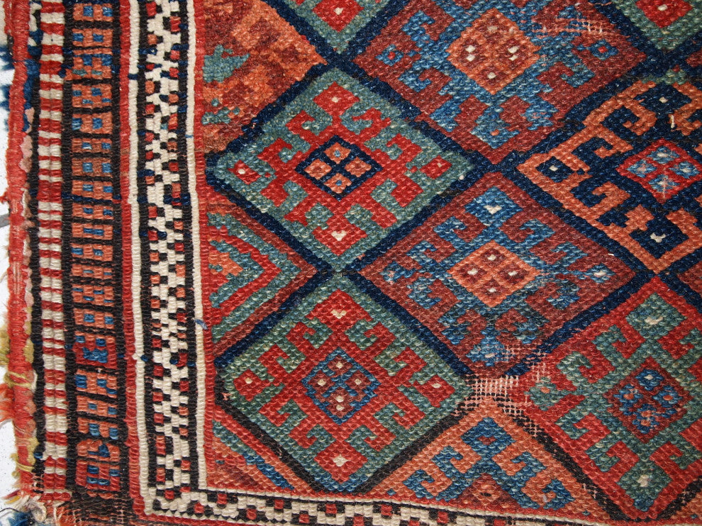 Handmade antique collectible Persian Kurdish bag 1.8' x 2.4' (56cm x 73cm) 1880s