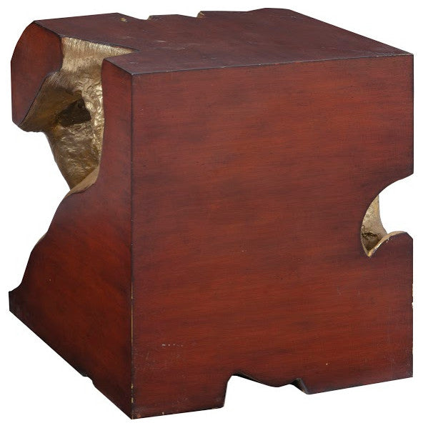 Freeform Stool, Gold Leaf, Faux Bois, Small
