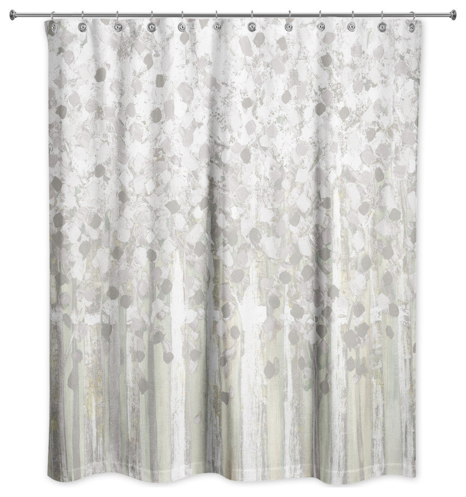 Gray Tree Line 71x74 Shower Curtain
