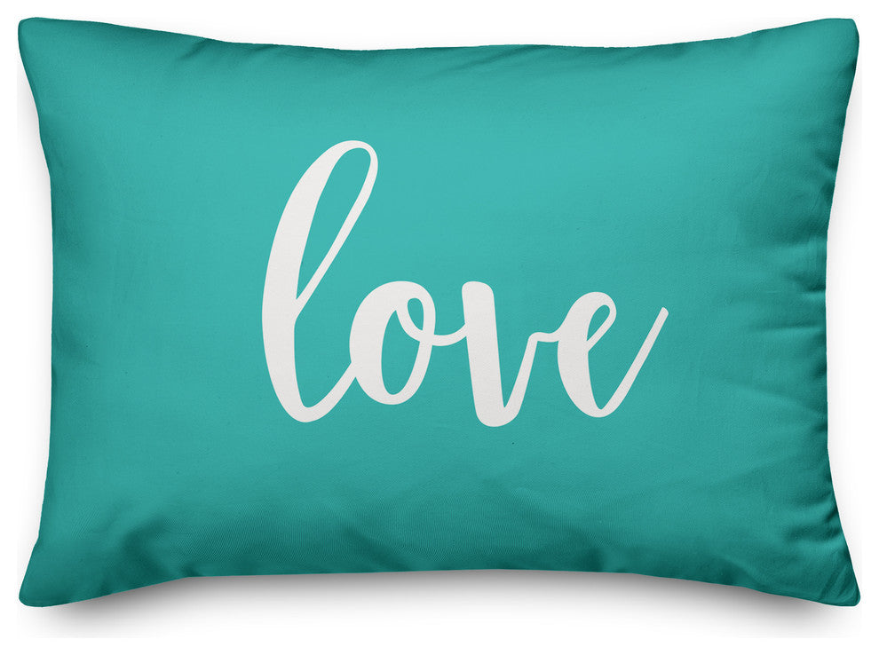 Love, Teal 14x20 Lumbar Pillow