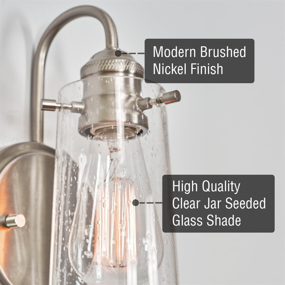 Kira Home Rayne 10" Farmhouse Wall Sconce, Gooseneck Bathroom Light, Seeded