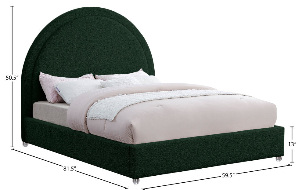 Milo Velvet Upholstered Bed, Green, Full