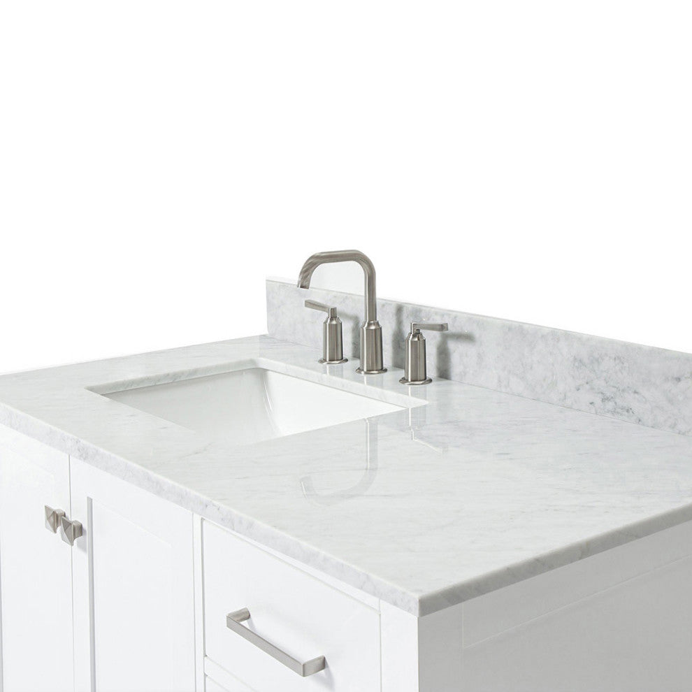 ARIEL Cambridge 43" Left Rectangle Sink Bath Vanity Carrara Marble