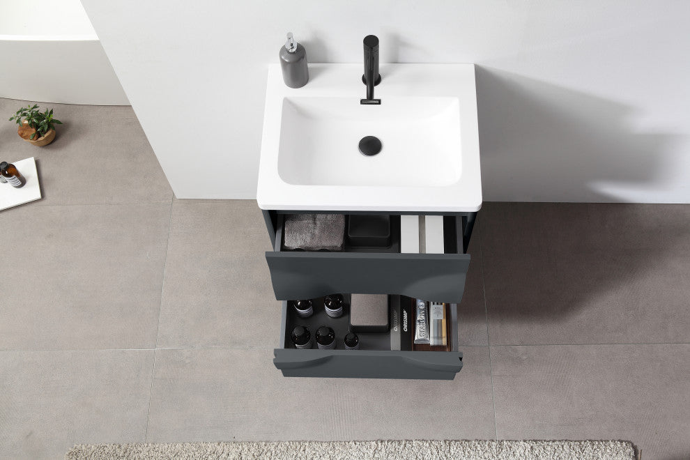 Colmar Wall Mount Vanity, Dark Gray, 24"